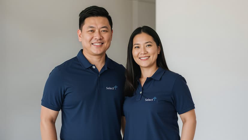 Happy husband and wife franchisee team